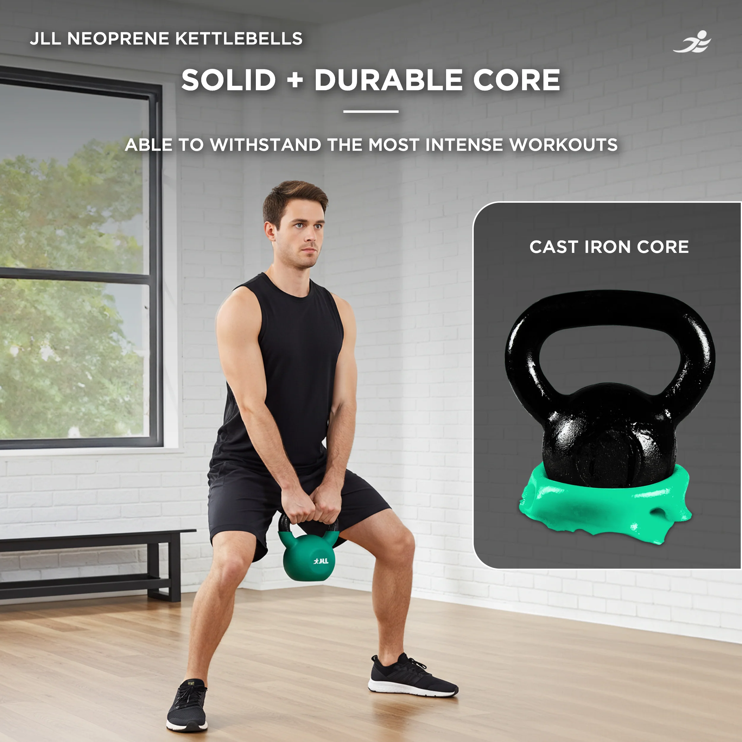 Neoprene Covered Cast Iron Kettlebells 4kg, 8kg + 12kg - Image 5