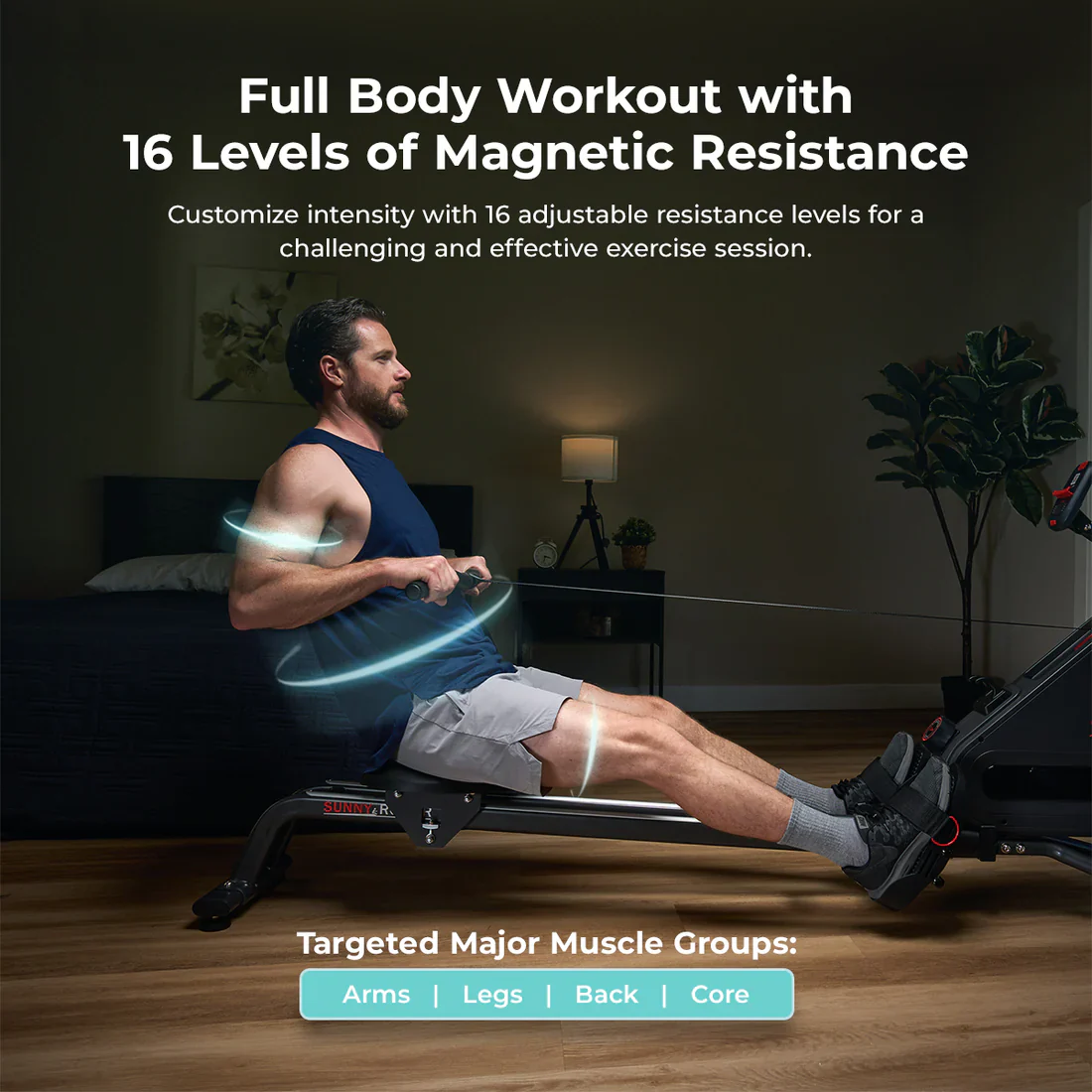 Premium Smart Ultra Quiet Dual Slide Rail Magnetic Rowing Machine - Image 4