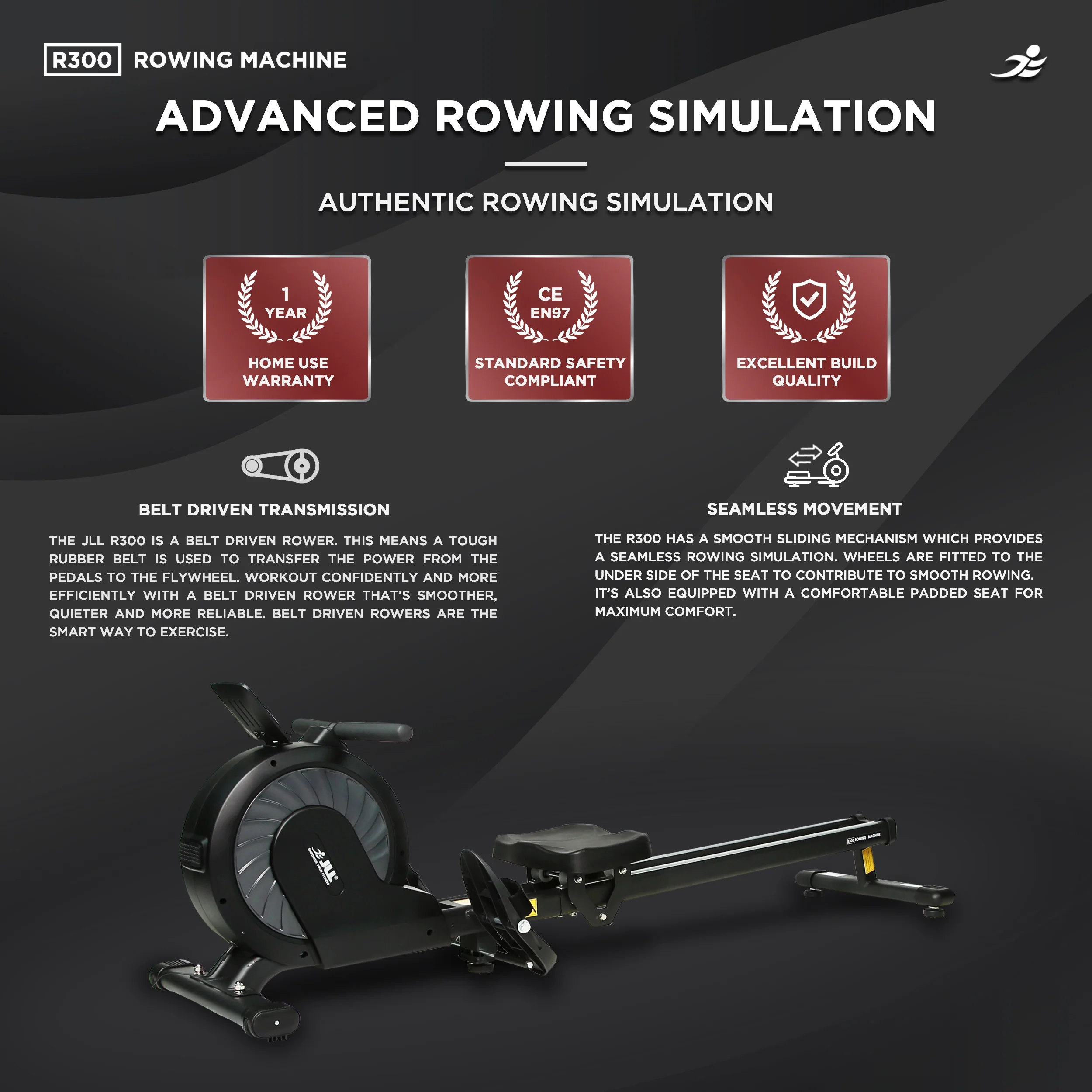 R300 Electro-Magnetic Resistance Rowing Machine - Image 4