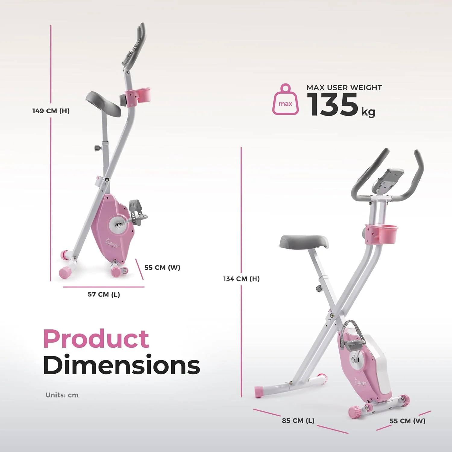 Pink Foldable Magnetic Exercise X-Bike - Image 3
