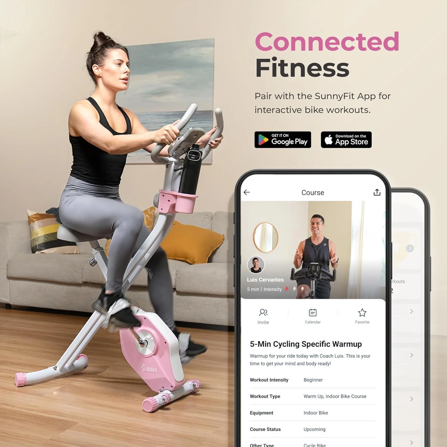 Pink Foldable Magnetic Exercise X-Bike - Image 6
