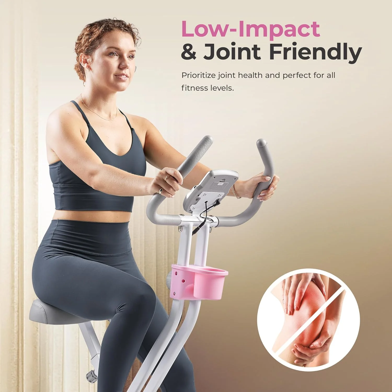 Pink Foldable Magnetic Exercise X-Bike - Image 7